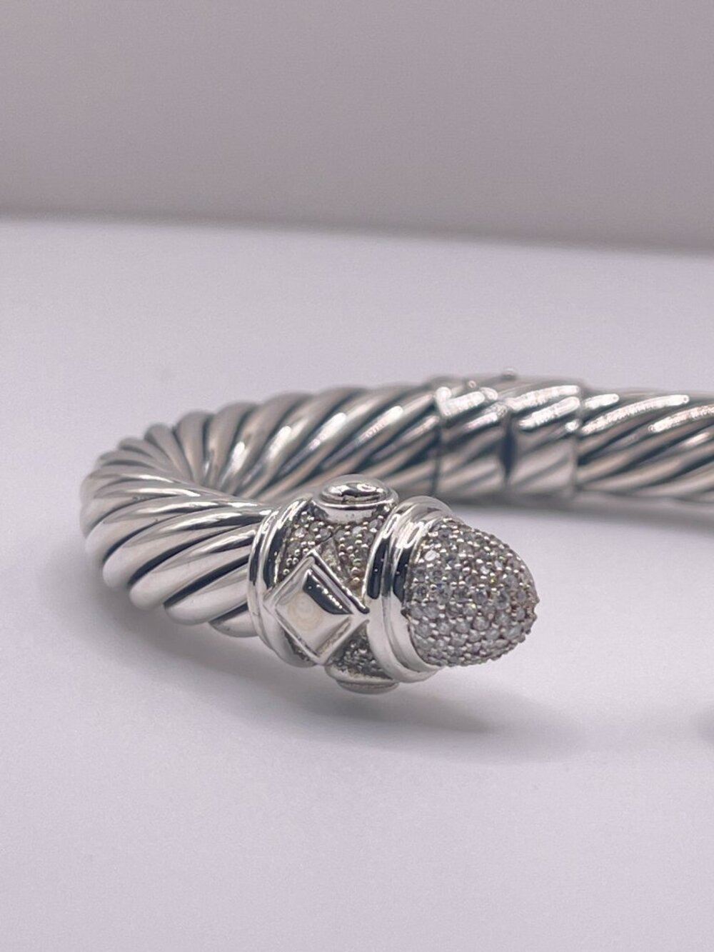 David Yurman 925 Silver Diamond Renaissance Cuff Bracelet - Picture 3 of 9